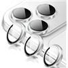 Oelrstfe Pellicola Fotocamera per iPhone 17 Pro Max,Posteriore Obiettivo Protezione Vetro Temperato,HD Trasparente Lente Schermo,Durezza 9H Anti-graffio Ultra Resistente Camera,Argento