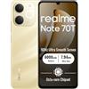 realme Note 70T Smartphone 4GB+256GB Oro, Schermo 6.75 pollici, Refresco a 90Hz, Batteria 6000mAh, Ricarica Rapida 15W, Fotocamera de 18MP, Chipset Octa-core, IP54