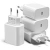 nongxiang 【4 Pezzi】25W Caricatore USB C, Caricatore Rapido USBC Spina Muro, PD 3.0 Adattatore Alimentazione Universale per iPhone 16/15/14, Google Pixel 9Pro/9a/9/8 Pro/8a/8, Samsung, iPad, Telefono, Tablet