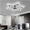 LJX Lampadario Ventilatore Fiore Silenzioso Compatibile con Alexa 88cm Ventilatore da Soffitto Con Luce e Telecomando 2.4GHZ Wifi Timer Dimmerabile per Soggiorno,Nero