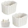 Foonary 2 cesti intrecciati, bianchi fatti a mano, in corda di cotone (13 x 18 x 14 cm), piccolo cestino e cestino, moderno e minimalista, per cosmetici cancelleria e molto altro ancora