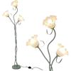 YESINTO Lampada da Terra,Lampada Vintage con 3 Fiori Paralume,Piantane da Salotto Per Salotto, Camera Da Letto,Ufficio,Regolabile 360° Tubo Collo d'oca,Interruttore a Pedale,Bianco Opaco,Verde,170CM