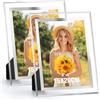Acrrynii 2 Pezzi Cornice Foto 15x20 cm in Vetro, Cornici per Foto 20x15, Moderno Trasparente Portafoto da Tavolo in Argento per Matrimonio, Case, Ufficio, Regalo, Orizzontale o Verticale