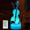 POSSHE Luce notturna a forma di violino, regalo di violino, lampada a illusione 3D con 16 colori che cambiano, timer, 4 modalità flash e intensità variabile, decorazione per la cameretta dei bambini