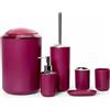 GMMH - Set di 6 accessori da bagno, con dispenser per sapone, porta saponetta e scopino per WC (modello 3, bordeaux)