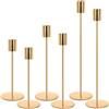 Snarflun Set di 6 Porta Candele in Metallo Nero - Candelabri di Diverse Dimensioni 22.3/27.2/32cm, Perfetti per Casa,Tavolo da Pranzo, Feste, Matrimoni,Natale e Cene a Lume di Candela (Dorate)