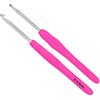 Coopay Uncinetto da 3,5 mm, 2 uncinetti in metallo massiccio, ergonomici con manici morbidi rosa per mani artritiche, ideale per principianti e professionisti
