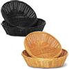 Jomdjmskes 4 Pezzi Cestino Pane, Set di Cestini per Pane, Cestino Portapane, Cestini per Alimenti Riutilizzabile, Cesto Intrecciato in Vimini per Snack, Pasticceria, Marrone e Nero