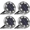 LOTMOS Luci Solari da Giardino, 4 Pezzi Faretti Sepolta Solari a Led da Esterno IP68 Impermeabile, 8 LED Lampade Luce Solare da Terra Decor per Cortile Vialetto Paesaggio Prato, Bianco Freddo