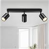 GeyouLux Faretti Da Soffitto LED 3 Luci Nero, Faretto LED Soffitto Orientabile a 350°+90°, Moderno GU10 Binario Faretti, Lampadario Soffitto Alluminio per Cucine Soggiorni Corridoio, Senza Lampadina