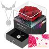 ADDWel Regalo di compleanno donna romantico - rosa eterna scatola musicale con collana trifoglio regalo per mamma mia moglie o fidanzata idea regalo festa della mamma San Valentino Natale donna