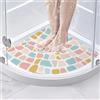 MORROWCAMP Tappetino doccia angolare antiscivolo antimuffa, 70 x 70 cm Tappetini doccia triangolari in luffa per interno doccia, Tappetino doccia quadrante in PVC morbido con scarico per anziani, Tappetino bagno