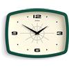 Jones Clocks® Movie Orologio a parete | Orologio rettangolare retrò | 25cm | Verde Scuro | Look di design di metà secolo per cucina, soggiorno o ufficio