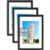 Henrycares Cornice A4 Set da 3 con Passepartout, Cornici Nere 21x29,7 cm da Parete Orizzontale/Verticale, Adatte per Foto, Diploma, Poster e Quadri, portafoto picture photo frames