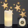 hellum Candela a LED con timer, Ø 8 cm x 15 cm di altezza, proiettore a LED con cielo stellato, con batterie (3 batterie AAA non incluse), decorazione natalizia, vera cera 524055