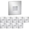 ledscom.de 10x faretti LED per scale/da incasso a parete FOW per interni ed esterni, downlight, forma angolare, acciaio inossidabile, 85 x 85 mm, bianco caldo