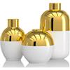 XMGZQ Set di 3 vasi da fiori in ceramica bianca e oro, moderni vasi decorativi rotondi per erba della pampa, decorazione per la casa, camera da letto, ufficio, soggiorno, libreria, matrimonio, tavolo del