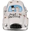 BLUECHOLON Salvadanaio auto matrimonio in ceramica. Salvadanaio Just Married con coperchio e chiave.