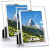 Acrrynii 2 Pezzi Cornice Foto 13x18 cm in Vetro, Cornici per Foto 18x13, Moderno Trasparente Portafoto da Tavolo in Argento per Matrimonio, Case, Ufficio, Regalo, Orizzontale o Verticale