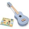 Woet Chitarra giocattolo in legno per bambini - chitarra per bambini blu con 6 corde - strumento musicale giocattolo educativo - include canzone - a partire da 3 anni - regalo per bambini e ragazze