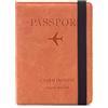PORRASSO Custodia per Passaporto Copertina per Passaporto in PU con Blocco RFID Supporto per Passaporto per Donna Uomo Carte D'Identità Carte di Credito Biglietti Aerei Passaporto Arancione