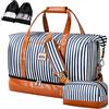Lekespring Borsone da Viaggio Donna 50L | Borsa da Viaggio Donna con Scomparto Impermeabile Separato - con 1 Custodia per la Toilette e 2 Custodie per le Scarpe - Striature
