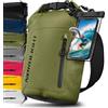 Nordlight Dry Bag Sacca Impermeabile + Custodia per Cellulare + Chiusura Arrotolabile, Tracolla | Zaino Impermeabile Sacca Stagna Borsa | Spiaggia, Canoa, SUP, Immersioni - Verde Oliva, 20 Litri