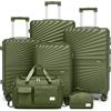 Joyway Set Valigie 6 pezzi guscio rigido ABS 4 ruote, serratura TSA, Verde