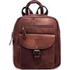 J. Wilson London Zaino da donna in pelle per donne e ragazze, zaino casual per la scuola, Marrone chiaro vintage, M
