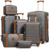 Joyway Set di valigie da viaggio 6 pezzi a guscio duro con beauty case custodia per cosmetici con 4 ruote e serratura TSA Il set di valigie contiene 1 borsa da viaggio e 1 borsa da toilette Grigio