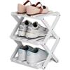 DECORN Scarpiera da Terra in bambù per Ingresso - Portaoggetti Pieghevole per Scarpe - Scarpiera Stretta per Piccoli Spazi, Ingresso, Corridoio, Armadio,Bianco-3-tier