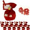 Doni Bomboniere Set Laurea 12 Sacchettini in Tessuto Rosso con Fiocco Bianco e Mollettina con Tag e Gufetto da Personalizzare Confetti Rossi Inclusi Traguardo Magistrale Triennale Gadget