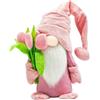 Ourdort Gnomo Primavera Tulipani Decorazione Interna,Peluche Gnomo,Decorazioni Pasqua Gnomo Peluch,Regalo Festa della Mamma Idee Regalo,Regalo per la Festa della Mamma per Donne (Rosa)