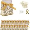Ingrosso e Risparmio Bomboniere Anniversario Set 20 Scatoline Portaconfetti Bustina con Decoro Oro Bigliettini Personalizzabili Bustine Confetti Bianco al CioccolatoNozze 50 Anni Sposi Fai da Te