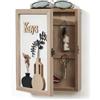 Optyuwah Cassetta portachiavi in legno con vaso 3D e fiori secchi, 6 ganci per chiavi, organizer da parete per ingresso, corridoio, ufficio, L bianco