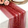 Foatcox Runner da Tavolo Rosso, 75 x 300 CM Leggero Fluido Runner da Tavolo in Tulle di Garza Foglia d'oro per Matrimoni Bohémien, Compleanno, Natale, Capodanno, Decorazione per Tavola Della Cucina e Archi