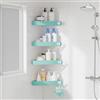 Sotfamily 4 pezzi Mensola Doccia Angolare - Non Necessita di Trapano, Rimovibile - Può Contenere Sapone, Shampoo e Detergente Per il Viso - Mensole Bagno Autoadesiva con 6 adesivi, Turchese