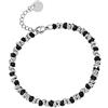 Beloved Bracciale da donna o unisex, braccialetto in acciaio con nodini - Misura regolabile fino a 21 cm con moschettone - Vari colori e misure (Silver/Black, Small)