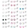 JeweBella 24 Paia Orecchini Donna Acciaio Chirurgico Anallergici - Perla Zirconia Fiore Opale Cuore Farfalla Multicolore Set in Argento per Donna Ragazze