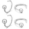CHIC & ARTSY Set di orecchini a cerchio da 4 mm, orecchini a cerchio a forma di sfera in argento sterling 925 per donna