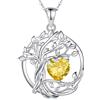 FANCIME Collana da donna con albero della vita, pietra portafortuna di novembre, in argento Sterling, con ciondolo in citrino naturale, topazio giallo, regalo per anniversario, compleanno, Natale, per