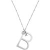 Beloved Collana con ciondolo da donna in acciaio con iniziale - pendente lettera Maxi - collana con catenina regolabile - Colore Silver o Gold (LETTERA B, Colore Silver)