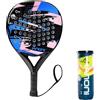 ianoni Racchetta da padel con palline, superficie in fibra di carbonio con schiuma EVA Memory Flex Core POP Padel Racquts-8100-blue
