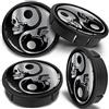 SkinoEu 4 x 60mm Coprimozzi Coprimozzo per Centro Universale Copricerchi Tappi per Ruote Cerchi in Lega Nero Argento Cranio Yin Yang CXZ 2