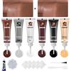 Editbar Set di riparazione della pelle, 6 colori, crema, nero, marrone, bianco, beige, grigio, set di riparazione in pelle, per sedili auto, divano e mobili, liquido
