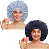 Drokenle Cuffia da doccia extra large per trecce, 2 cuffie da doccia impermeabili da donna, riutilizzabili, di grandi dimensioni, per capelli ricci lunghi e spessi, Locs, dreadlock, permanenti (nero, grigio)