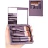 PGRODE Mini set di pennelli da trucco da viaggio con custodia rigida e specchio integrato, 5 pennelli piccoli per cosmetici, kit essenziali da viaggio per donne, ragazze, regalo (viola scuro)