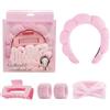 GYCAQAC Fascia Capelli Donna, 5 Pezzi, Set di Polsini Spugna Morbida Terry Panno Trucco Skincare Fascia Antiscivolo, Archetto elastico antiscivolo, Adatto per lavare il viso, massaggi, fare la doccia
