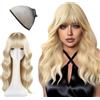 AYNKH Parrucca bionda lunga da donna, parrucca riccia da 27 pollici, parrucca in capelli sintetici, sostitutiva, con frangia, per Cosplay e uso quotidiano, biondo chiaro, latisha parrucca (lunga)