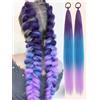 Ohobloom Hair 2 extension a treccia lunga con capelli elastici, 26 pollici, extension per capelli sfumate, rosa sfumato, lunghezza 26 cm, lunghezza dritta, per decorazioni da donna